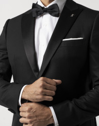 Castello d'Oro Black Wool Tuxedo Jacket thumbnail 2